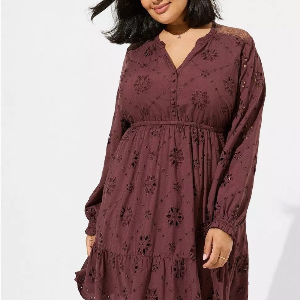 Torrid Burgundy  Eyelet Dress